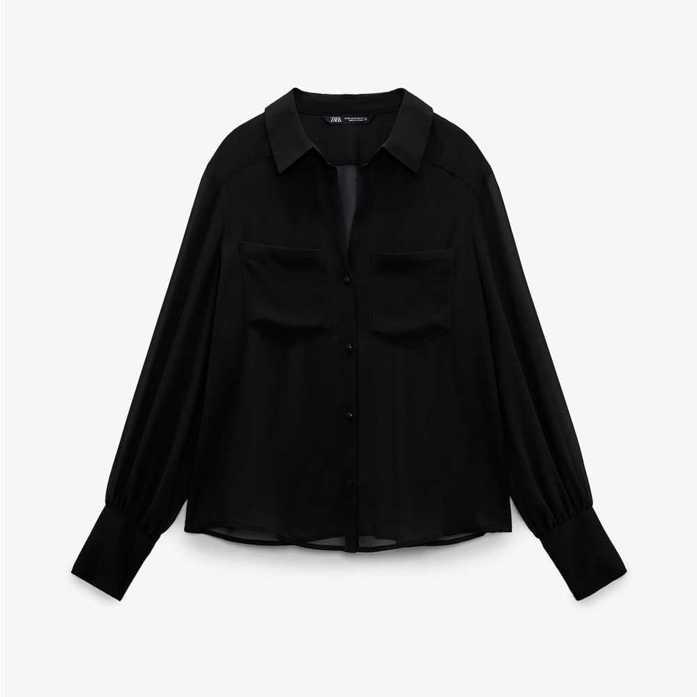 Zara Women's Black Button-Up Blouse